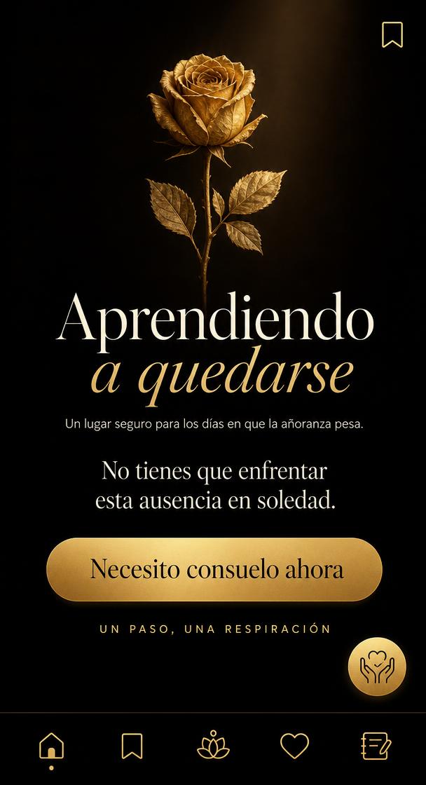 Pantalla de inicio de la aplicación Aprendiendo a Quedarse
